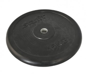 Диск обрезиненный Starfit BB-202, d=26 мм, черный, 15 кг