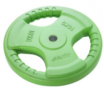Диск обрезиненный Starfit BB-201, d=26 мм, зеленый, 10 кг