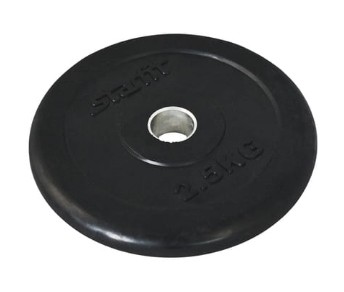 Диск обрезиненный Starfit BB-202, d=26 мм, черный, 2,5 кг
