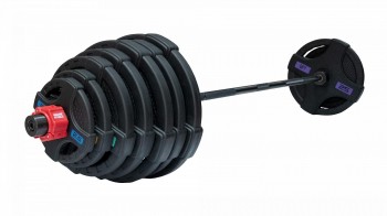 Штанга олимпийская OriginalFitTools 215 кг (диски с двумя хватами, черный гриф)