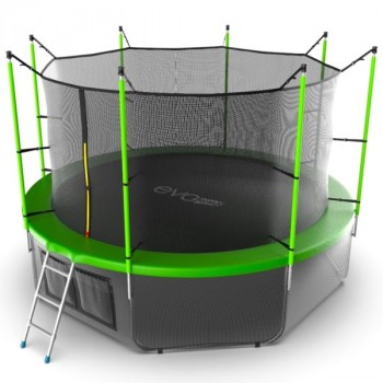 Батут с внутренней сеткой и лестницей EVO JUMP Internal 12ft (Green) + нижняя сеть