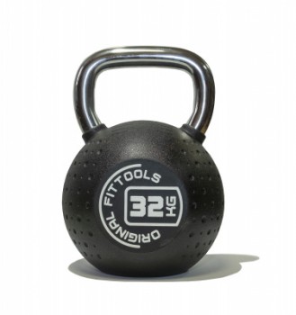 Гиря OriginalFitTools 32 кг с хромированной ручкой полиуретановая (CPU)