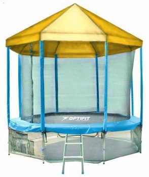Батут Optifit Like Blue 14ft с желтой крышей