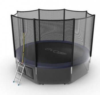Батут с внешней сеткой и лестницей EVO JUMP External 12ft (Blue) + нижняя сеть