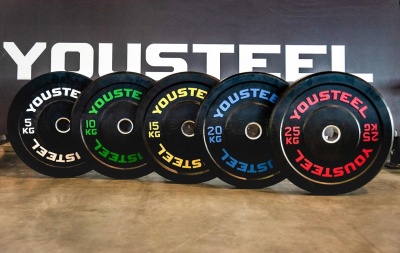 Диск каучуковый для штанги YouSteel тренировочный зеленый 10кг
