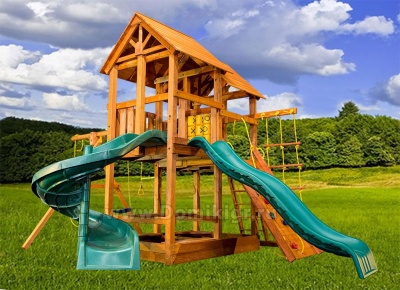 Игровая площадка Playgarden SkyFort стандарт со спиральной и прямой горкой с волной